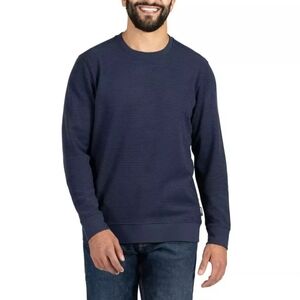 Navy Blue Crewneck Sweater with Long Sleeves and Textured Knit